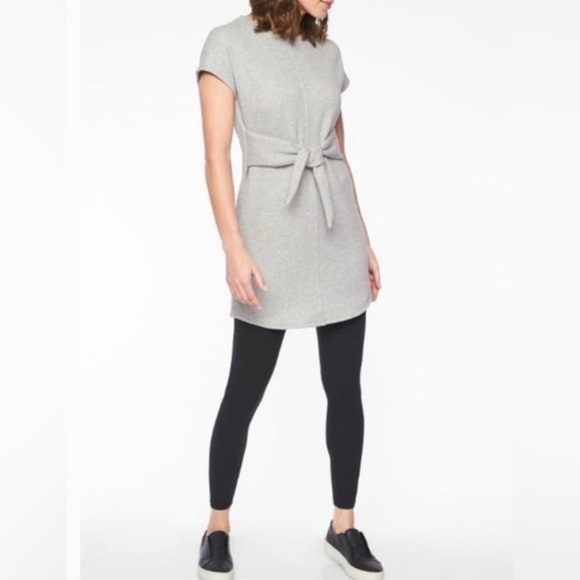 Athleta Dresses & Skirts - ATHLETA Gray Embrace Tie Waist Sweatshirt Dress Size M